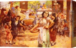 Irolli Canvas Paintings - The Village Fair by Vincenzo Irolli
