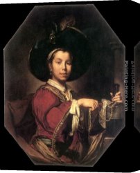 Portrait of a Young Man (detail) Canvas Paintings - Portrait of a Young Man by Vittore Ghislandi