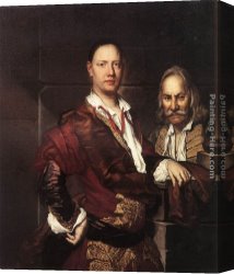 Vittore Canvas Paintings - Portrait of Giovanni Secco Suardo and his Servant by Vittore Ghislandi