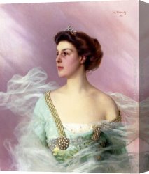 Portrait of a Young Lady Canvas Paintings - Portrait Of A Lady by Vittorio Matteo Corcos