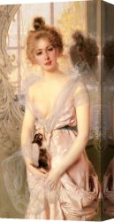 Kittens Canvas Paintings - The New Kitten by Vittorio Matteo Corcos