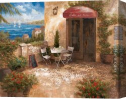 Mare Canvas Paintings - Caffe sul Mare by Vivian Flasch