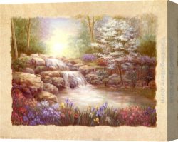 Waterfall Canvas Paintings - Hidden Waterfall I by Vivian Flasch
