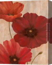 Jaune Poppy Canvas Paintings - Poppy Trio I by Vivian Flasch