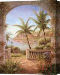 Two Sisters (on The Terrace) Canvas Paintings - Tropical Terrace II by Vivian Flasch
