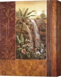 Waterfall Canvas Paintings - Tropical Waterfall I by Vivian Flasch