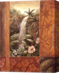 Waterfall Canvas Paintings - Tropical Waterfall II by Vivian Flasch
