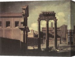 Campo Canvas Paintings - Rome, the Campo Vaccino Looking toward the Capitoline by Viviano Codazzi