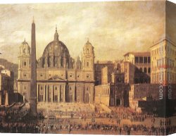 St. Peter's And The Vatican Palace, Rome Canvas Paintings - St Peter's, Rome by Viviano Codazzi