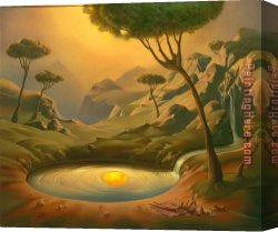 Vladimir Kush Canvas Paintings - Breakfast on The Lake by Vladimir Kush