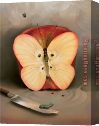 Vladimir Kush Canvas Paintings - Butterfly Apple by Vladimir Kush