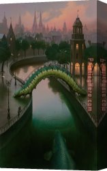 Around The Fish Canvas Paintings - Fish in The City by Vladimir Kush