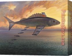 Around The Fish Canvas Paintings - Flying Fish by Vladimir Kush