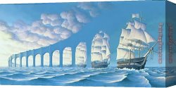 Vladimir Kush Canvas Paintings - The Sunset Sails by Vladimir Kush