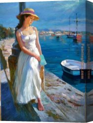 Volegov Canvas Paintings - At 0The Harbor eml by Vladimir Volegov