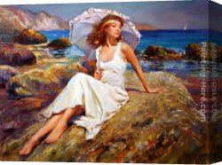 Volegov Canvas Paintings - By the Seaside by Vladimir Volegov