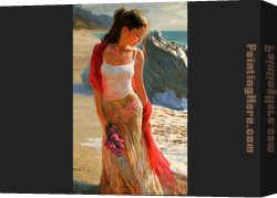Volegov Canvas Paintings - girl with bougainvillea by Vladimir Volegov