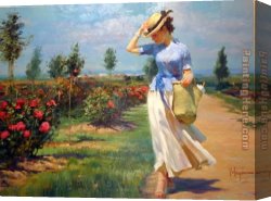 October Stroll Canvas Paintings - Tuesdays Stroll by Vladimir Volegov