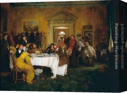Walter Canvas Paintings - London to York, Time's Up Gentlemen by Walter-Dendy Sadler
