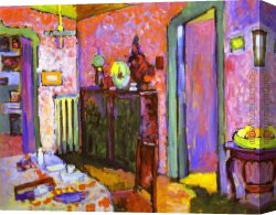 Interior Canvas Paintings - Interior My Dining Room by Wassily Kandinsky