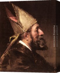 Vacslav Canvas Paintings - A Bishop by Wenceslas Vacslav Brozik