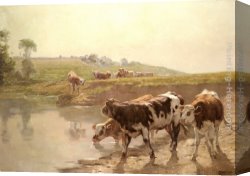 Prospecting for Cattle Range Canvas Paintings - Cattle In A Pasture by Wenceslas Vacslav Brozik
