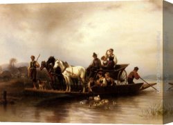 The Arrival Canvas Paintings - The Arrival of the Ferry by Wilhelm Alexander Meyerheim