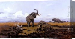 Wilhelm Canvas Paintings - In The Twilight, Elephants by Wilhelm Kuhnert