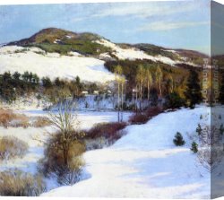 Metcalf Canvas Paintings - Cornish Hills by Willard Leroy Metcalf