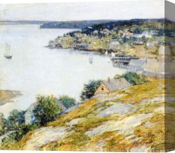 Metcalf Canvas Paintings - East Boothbay Harbor by Willard Leroy Metcalf