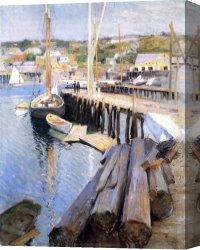 Around The Fish Canvas Paintings - Fish Wharves - Gloucester by Willard Leroy Metcalf