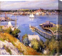 Metcalf Canvas Paintings - Gloucester Harbor by Willard Leroy Metcalf