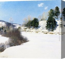 Metcalf Canvas Paintings - Hush of Winter by Willard Leroy Metcalf