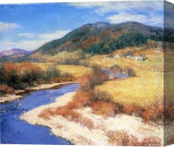 Metcalf Canvas Paintings - Indian Summer, Vermont by Willard Leroy Metcalf