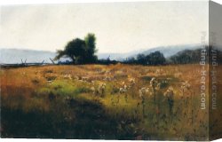 Metcalf Canvas Paintings - Mountain View from High Field by Willard Leroy Metcalf