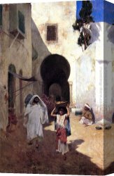 Metcalf Canvas Paintings - Street Scene, Tangiers by Willard Leroy Metcalf