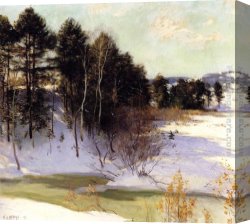 Metcalf Canvas Paintings - Thawing Brook by Willard Leroy Metcalf