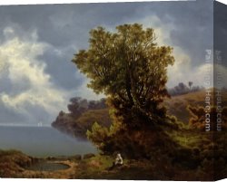 Hendrik Willem Mesdag Canvas Paintings - Two Figures Seated Under a Tree with Storm Approaching Beyond by Willem Bodemann