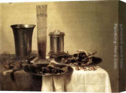 Sunny Breakfast Canvas Paintings - Breakfast Still-Life by Willem Claesz Heda