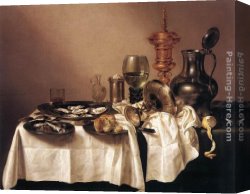 Goblet Canvas Paintings - Still-life with Gilt Goblet by Willem Claesz Heda