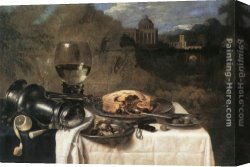 Willem Canvas Paintings - Still-Life with Olives by Willem Claesz Heda
