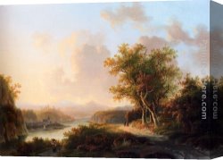 Summer Landscape Aka Woman with a Parasol in a Garden Canvas Paintings - A Rhenish Summer Landscape by Willem De Klerk