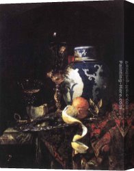 Willem Canvas Paintings - Still-Life with a Late Ming Ginger Jar by Willem Kalf