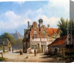 An Arguement with The Town Marshall Canvas Paintings - A Dutch Town Scene by Willem Koekkoek