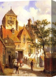 A Street Scene in Bern Canvas Paintings - A Street Scene in Haarlem by Willem Koekkoek