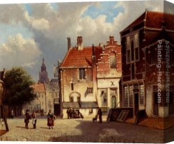 Spanish Town Canvas Paintings - Town Square by Willem Koekkoek