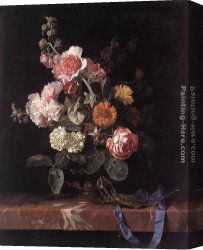 Hendrik Willem Mesdag Canvas Paintings - Vase of Flowers with Watch by Willem van Aelst