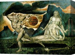 Adam Canvas Paintings - the Body of Abel Found by Adam and Eve by William Blake