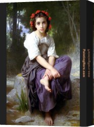 William Bouguereau Canvas Paintings - At the Edge of the Brook by William Bouguereau