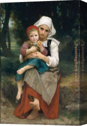 Sisters Canvas Paintings - Breton Brother and Sister by William Bouguereau